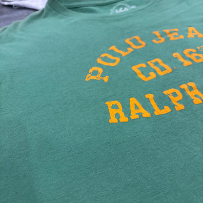 00's Polo Jeans Ralph Lauren ポロジーンズ プリントTシャツ グリーン(XL)/B3498T-SO