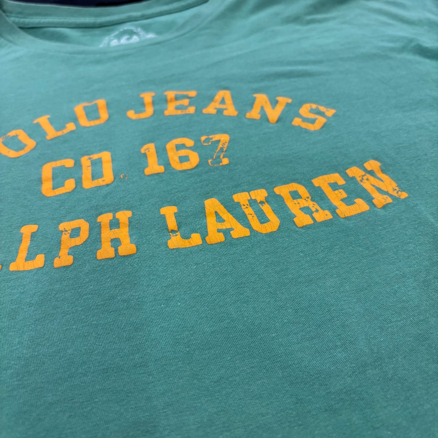 00's Polo Jeans Ralph Lauren ポロジーンズ プリントTシャツ グリーン(XL)/B3498T-SO