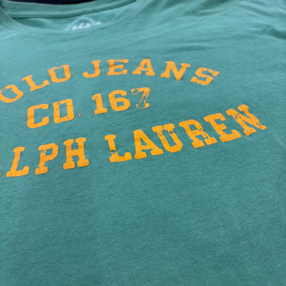 00's Polo Jeans Ralph Lauren ポロジーンズ プリントTシャツ グリーン(XL)/B3498T-SO