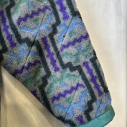 90's Patagonia パタゴニア 雪無し "TEHUELCHES"総柄 シャーリングコート フリース (S)/A9888F-SO