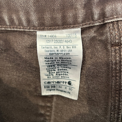 Carhartt カーハート ダブルニーワークパンツ B136 DKB カットオフ ダークブラウン(34×30)/C0931P-SO