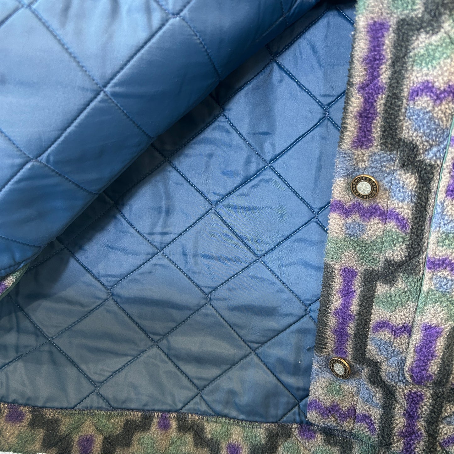 90's Patagonia パタゴニア 雪無し "TEHUELCHES"総柄 シャーリングコート フリース (S)/A9888F-SO