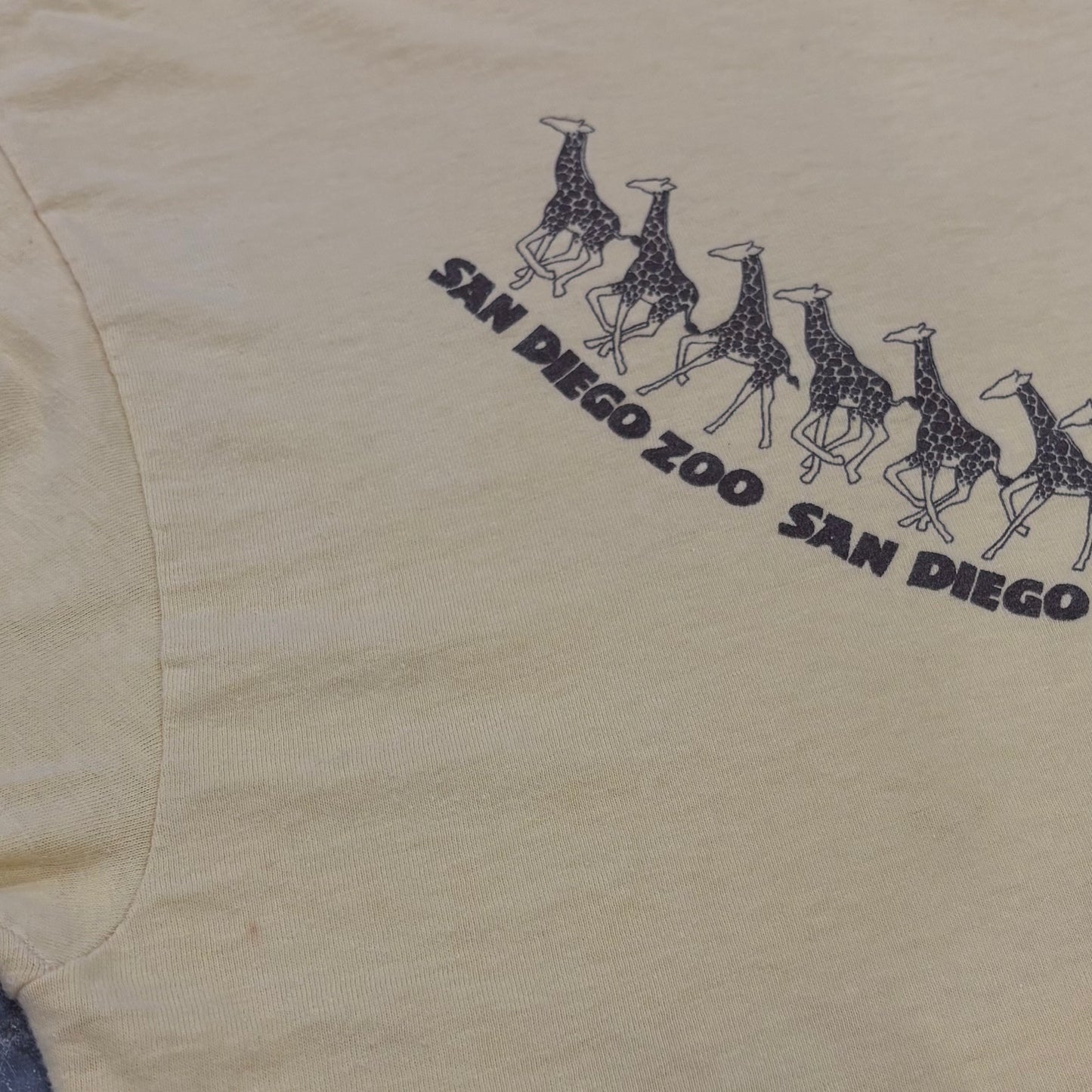 70's Hanes Beefy-T ヘインズ "San Diego Zoo" アニマルプリントTシャツ クリーム(XL)/B3497T-SO