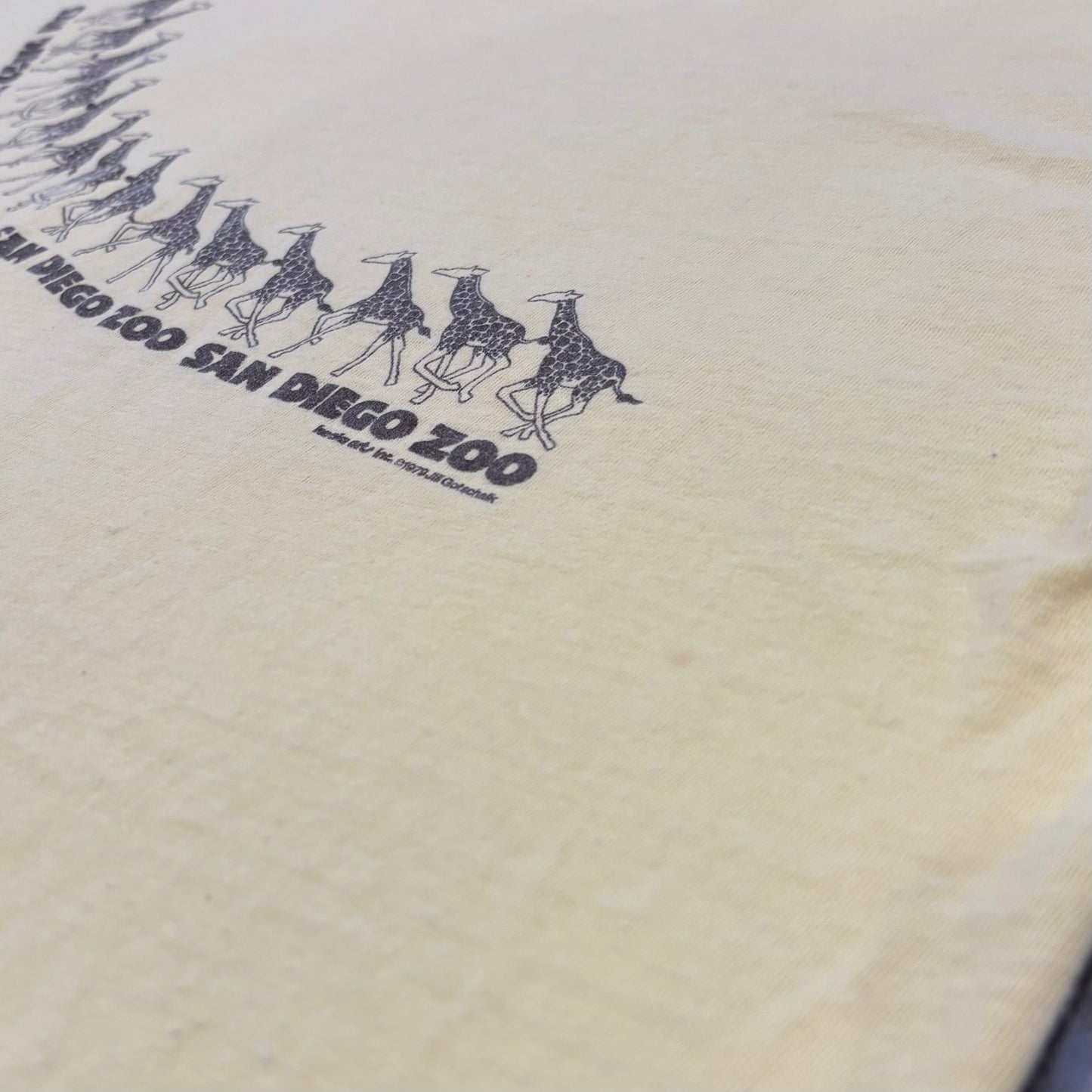 70's Hanes Beefy-T ヘインズ "San Diego Zoo" アニマルプリントTシャツ クリーム(XL)/B3497T-SO