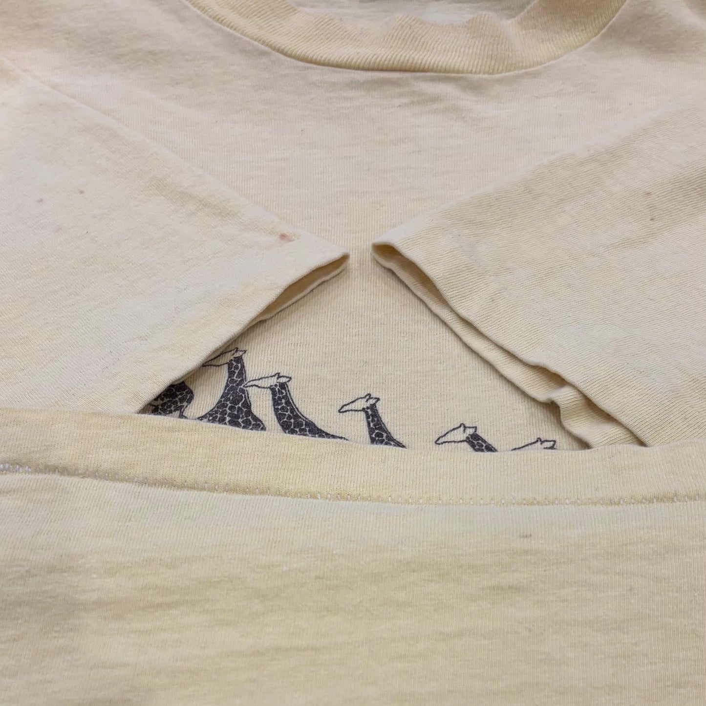 70's Hanes Beefy-T ヘインズ "San Diego Zoo" アニマルプリントTシャツ クリーム(XL)/B3497T-SO