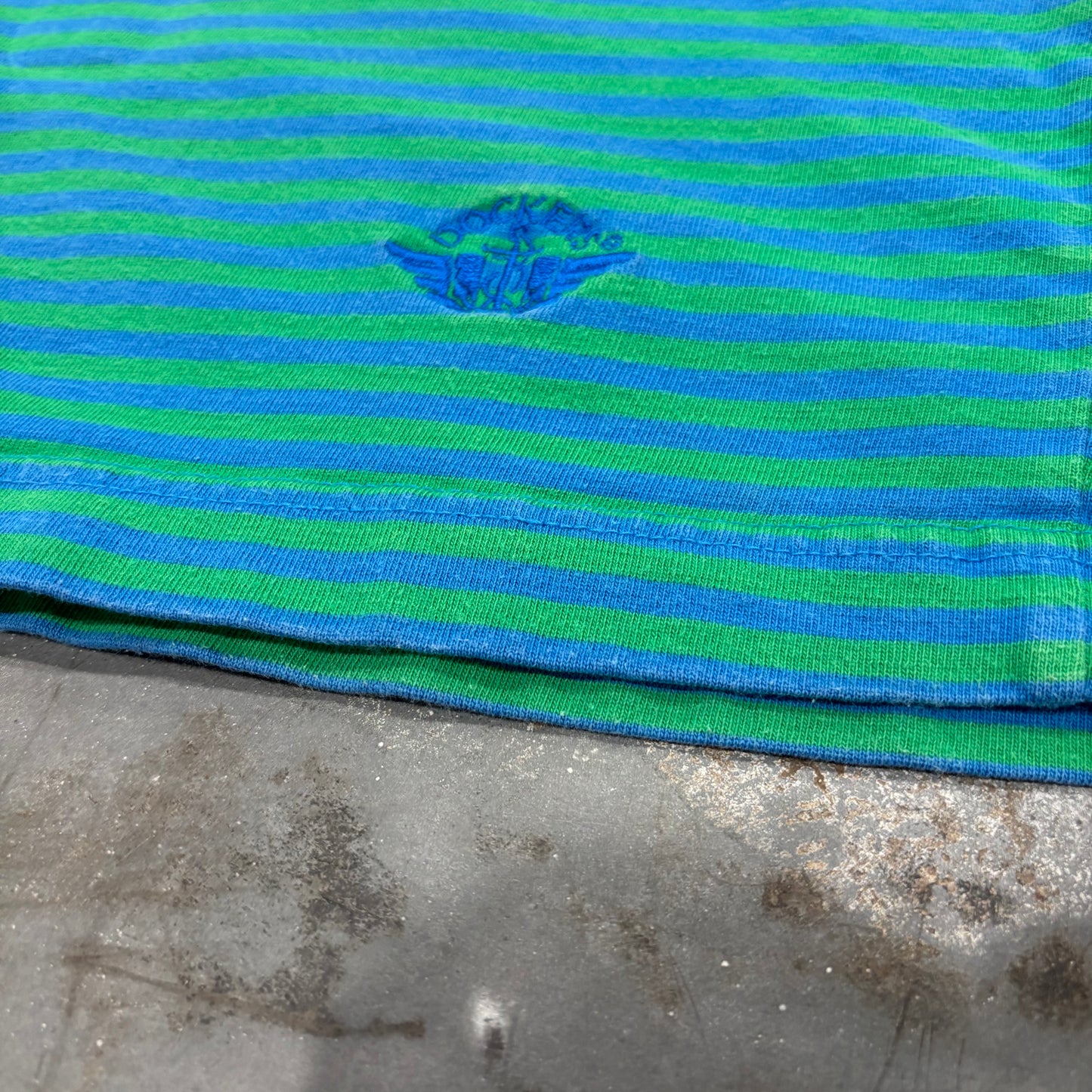 90's DOCKERS ドッカーズ ボーダーTシャツ 青・緑 (L) B4018T-SO