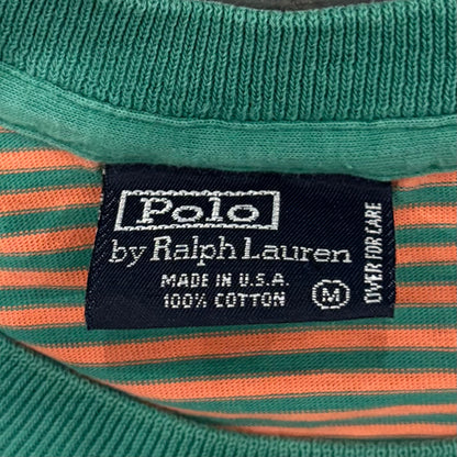 90's Ralph Lauren ラルフローレン ボーダーTシャツ 緑オレンジ (M) B2814T-SO