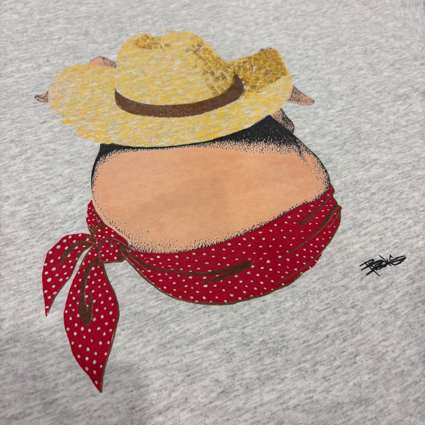 90's Hanes Heavyweight アニマルプリントTシャツ 豚 グレー (L)/B3499T-SO