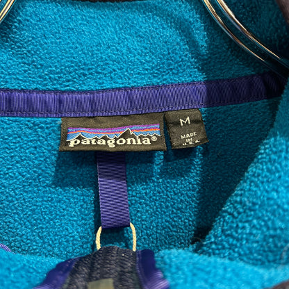90's Patagonia パタゴニア ハーフジップフリースプルオーバー ターコイズブルー USA製(M)/A9846F-SO