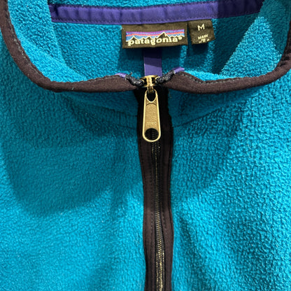 90's Patagonia パタゴニア ハーフジップフリースプルオーバー ターコイズブルー USA製(M)/A9846F-SO