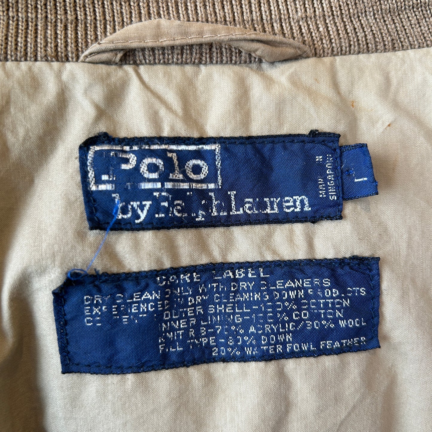 90's Polo by Ralph Lauren ラルフローレン A-1タイプ ダウンジャケット ベージュ(L)/A5271J-SO