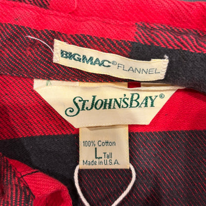 80's ST.JHONES BAY "Big Mac Flannel" フランネルチェックシャツ 赤黒 (L)/B2917SH-SO