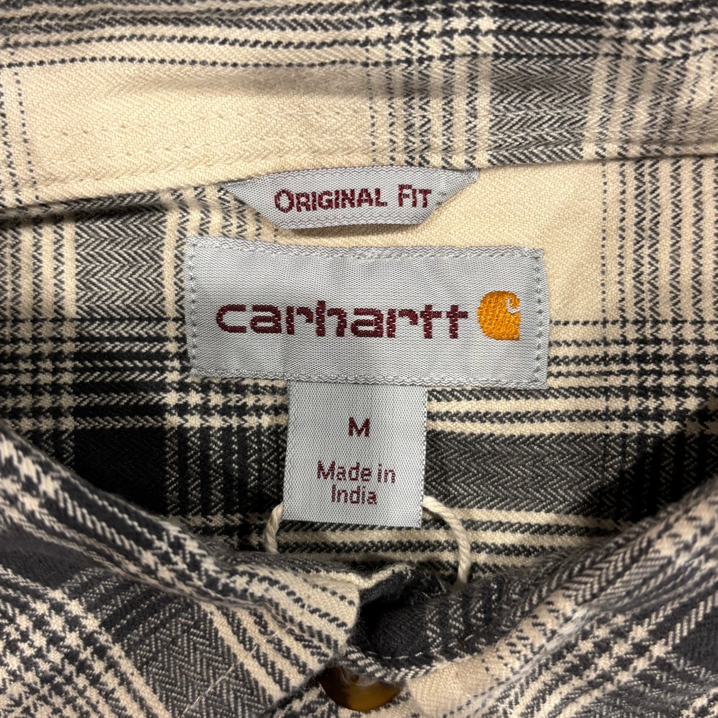 00's Carhartt カーハート フランネルシャツ 白黒灰 (M)/A7948SH-SO