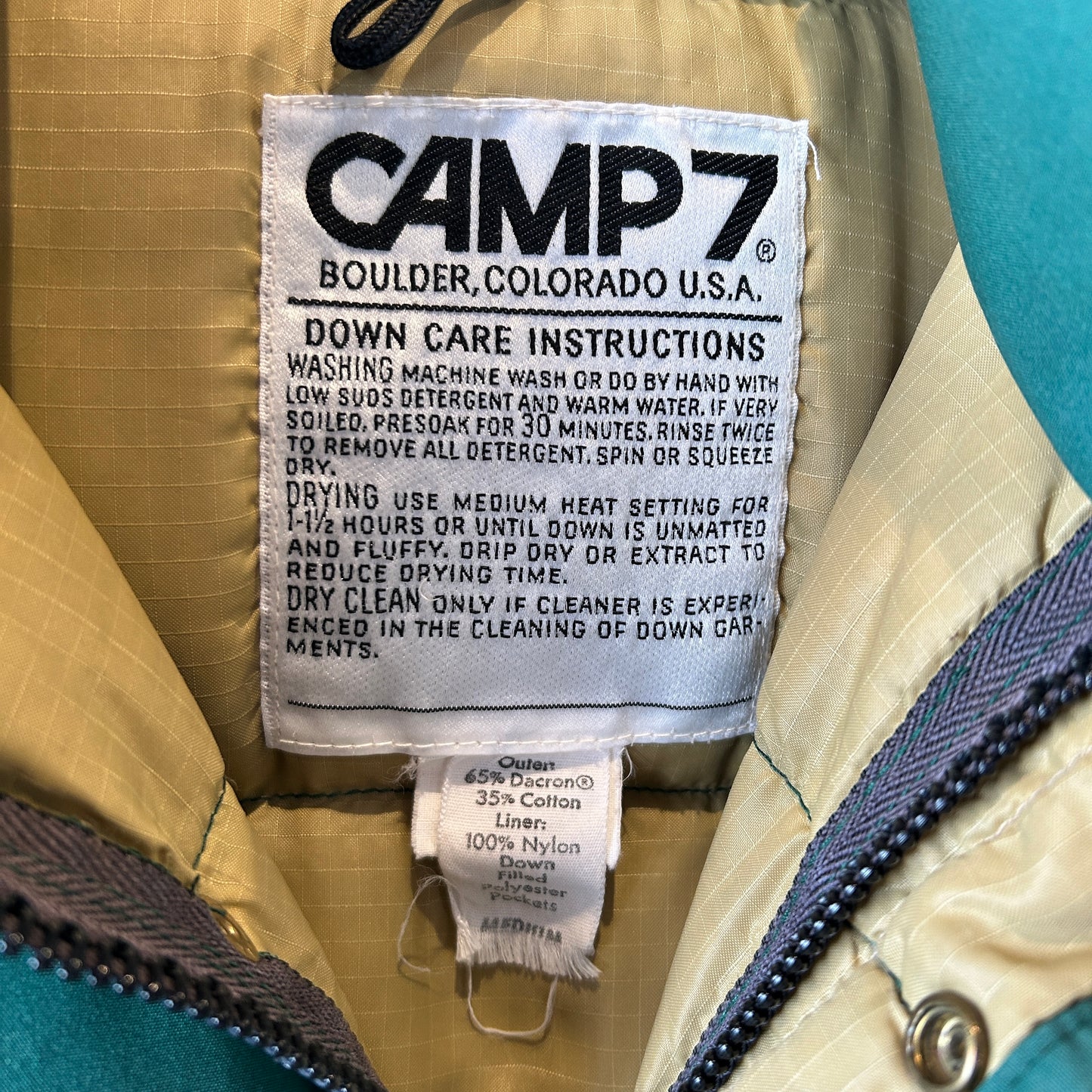 70's CAMP7 キャンプ７ ダウンジャケット フード付き グリーン(M)/A9595J-SO