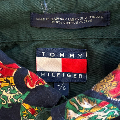 00's TOMMY HILFIGER コットンシャツ 総柄 (L)/B1750S-SO