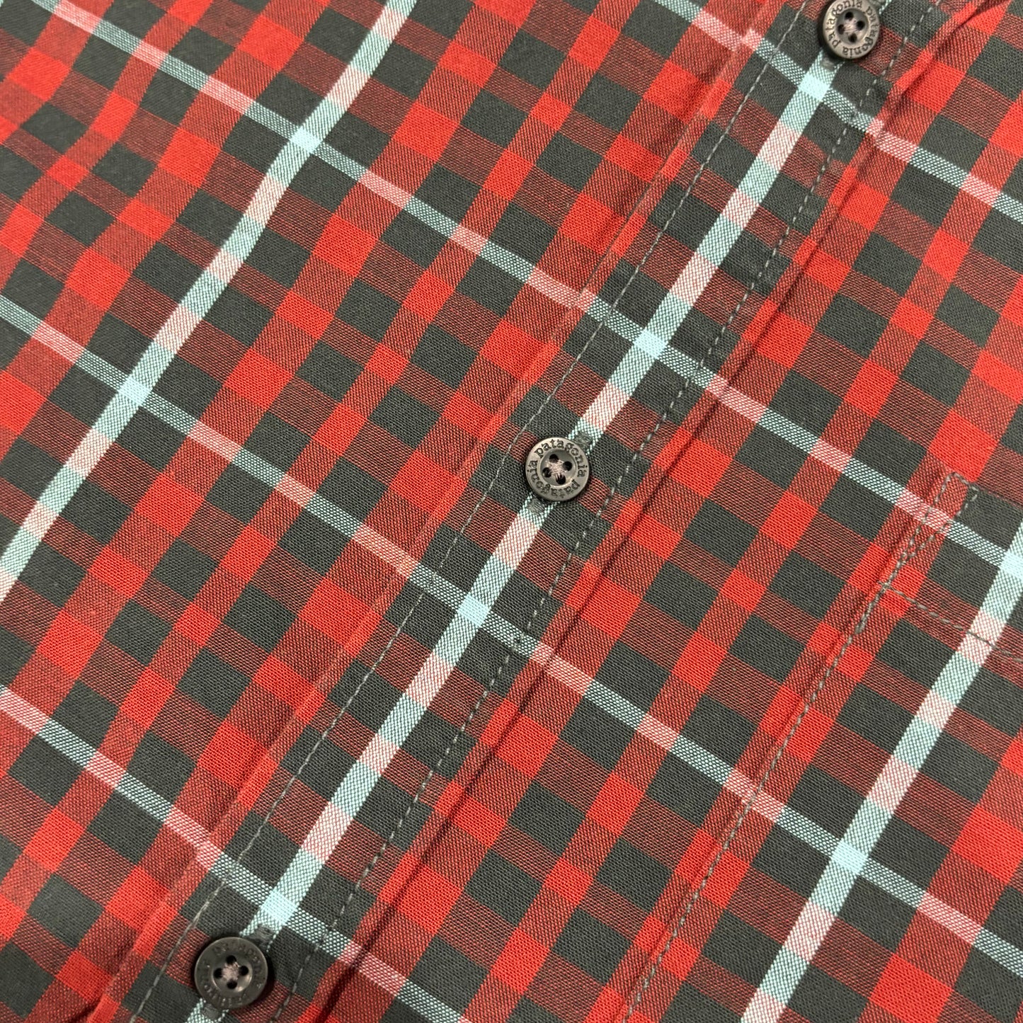 00's Patagonia パタゴニア ボタンダウンチェックシャツ 赤黒緑 (L)/A7919SH-SO