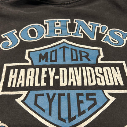 90's HARLEY DAVIDSON "JOHN'S FORTCOLLINS, CO" Tシャツ ブラック (L)/A6981T-SO
