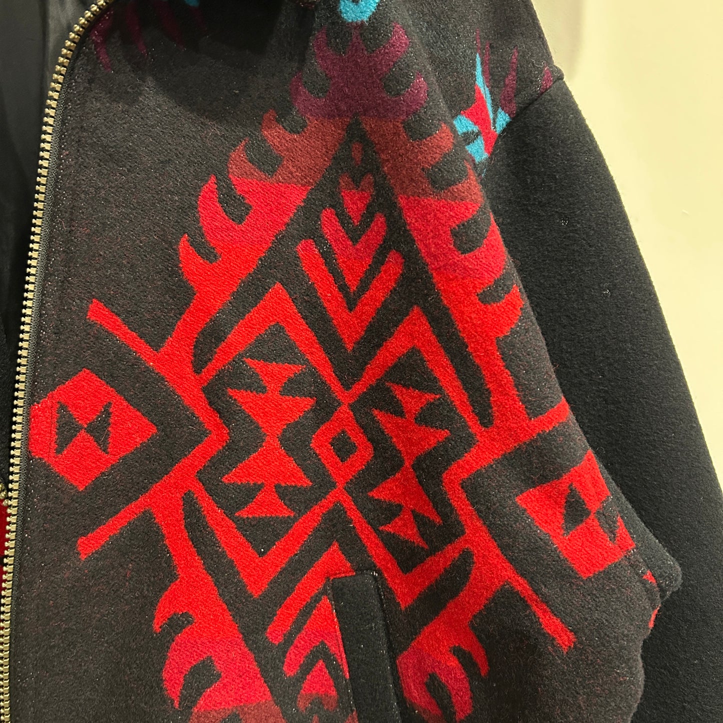 90's Pendleton ペンドルトン　High Grade Western Wear ネイティブ柄ウールジャケット 黒赤/A5569J-SO