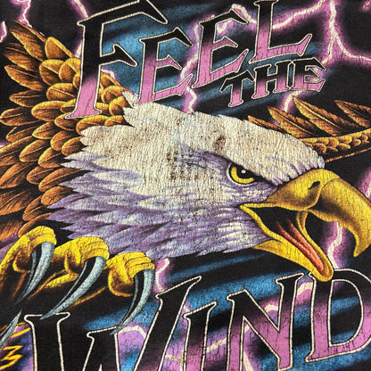 00's THUNDER SPORTSWEAR "FEEL THE WIND" Tシャツ ブラック (L)/A7137T-SO