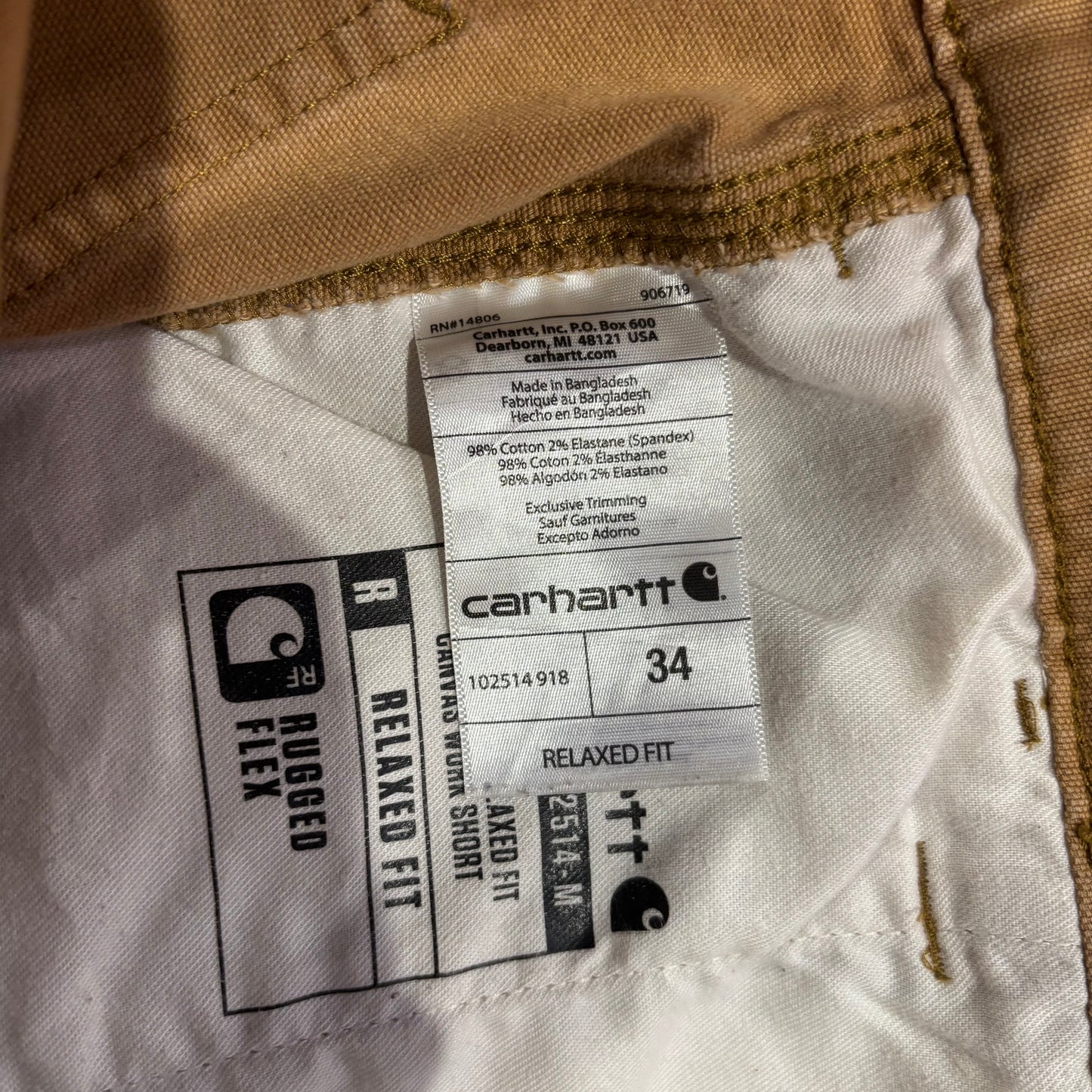 00's Carhartt カーハート Rugged Flex Rigby Short CANVAS WARK SHORT ダック ハーフパンツ B25 Hickory