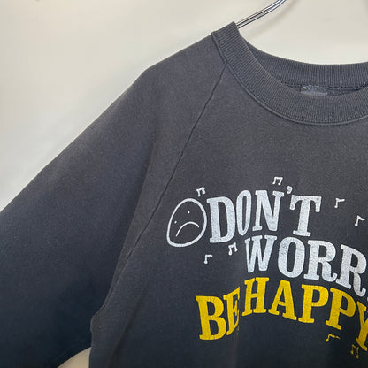 90's Screen stars "Don't worry Be Happy" ラグランスウェット 黒 (XL)/A8179S-SO