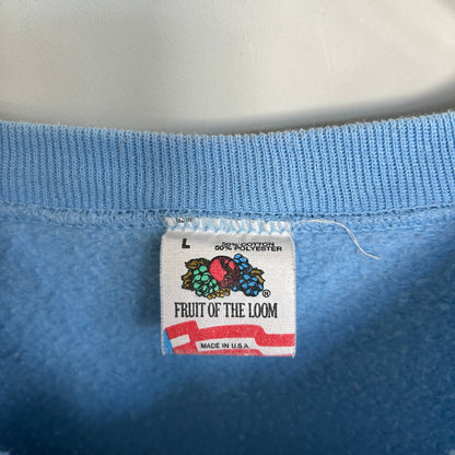 90's FRUIT OF THE LOOM Baxten アニマルラグランスウェット 水色 (L)/B2532S-SO