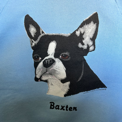 90's FRUIT OF THE LOOM Baxten アニマルラグランスウェット 水色 (L)/B2532S-SO