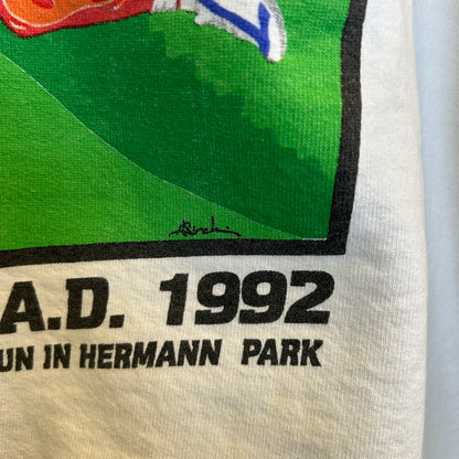 90's Fruit of the loom ダイナソーダッシュ November 7, A.D. 1992 記念スウェットシャツ 白 (XL)/B1472S-SO