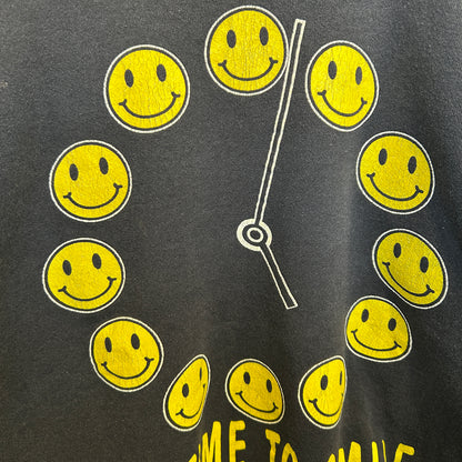 90's~ Tultex "It's time to smile" スマイリーフェイス スウェットシャツ 黒 (L)/B2323S-SO