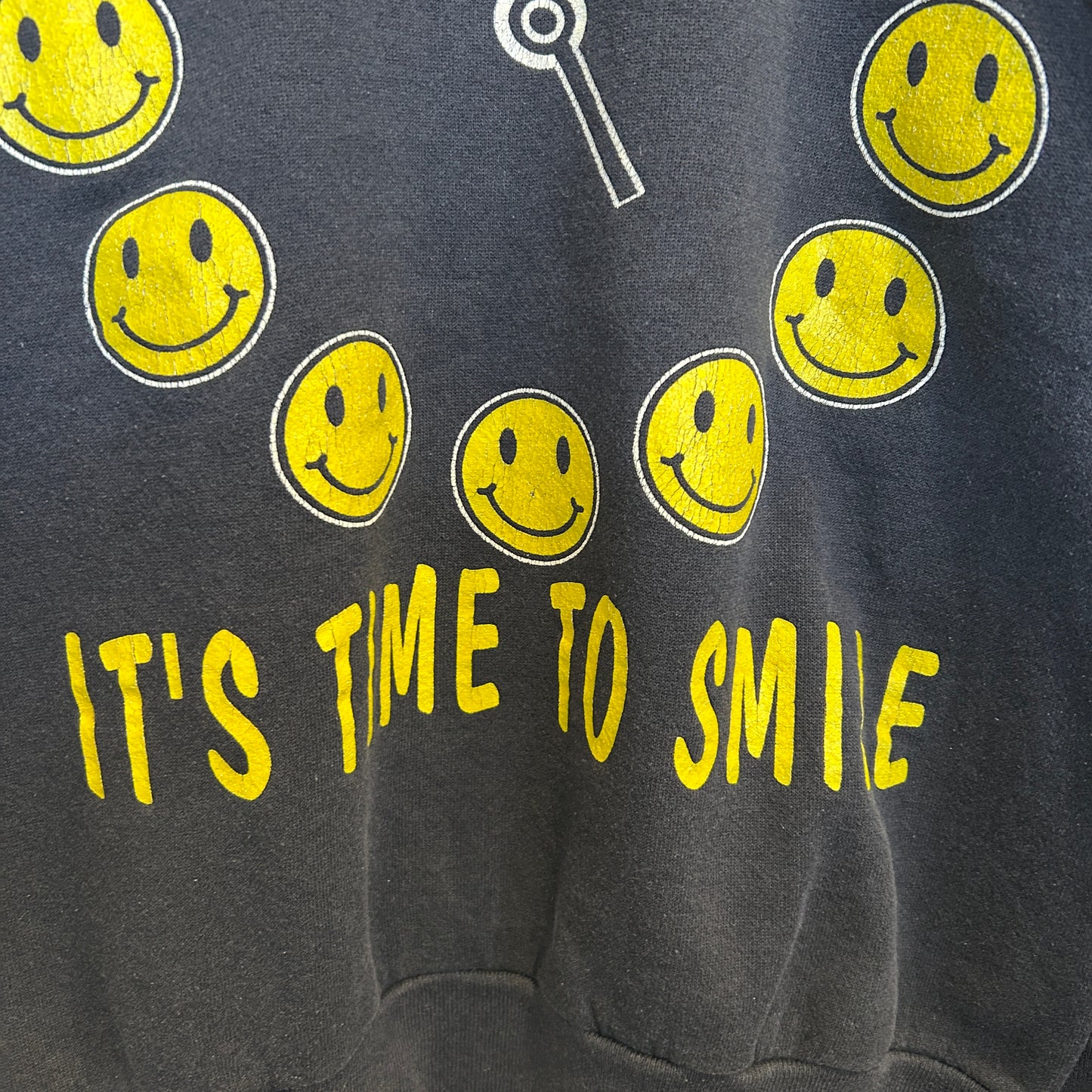 90's~ Tultex "It's time to smile" スマイリーフェイス スウェットシャツ 黒 (L)/B2323S-SO