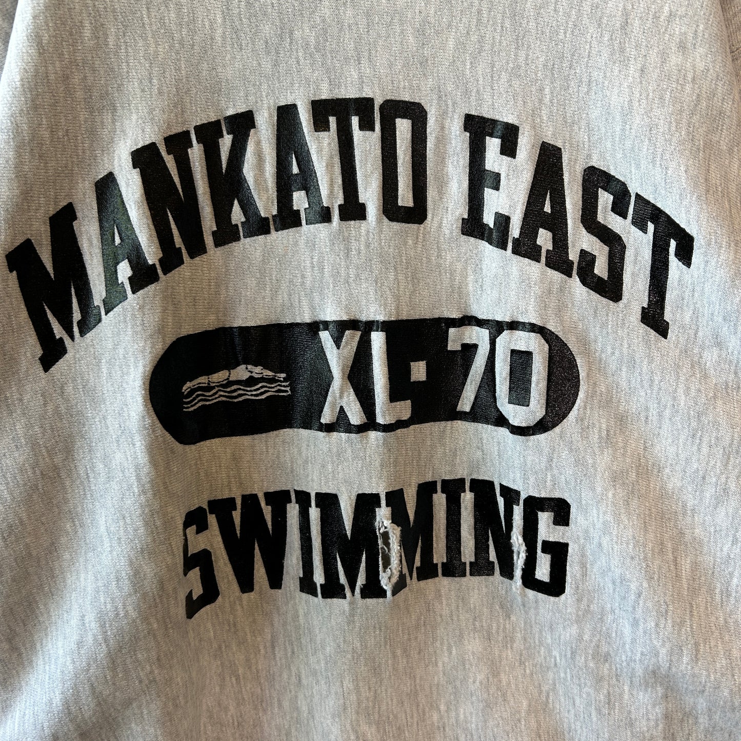 80's Champion Reverse Weave  リバースウィーブ MANKATO EAST SWIMMING カプセル３段プリント グレー(XL)/C0942R