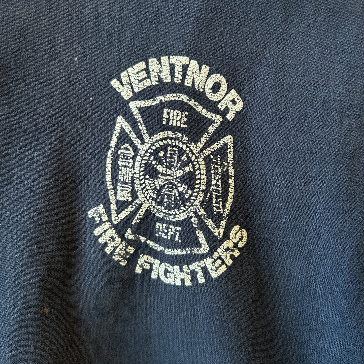 90's Champion Reverse Weave リバースウィーブ VENTNOR FIRE FIGHTER スウェットフーディー ネイビー (XL)/C0943R