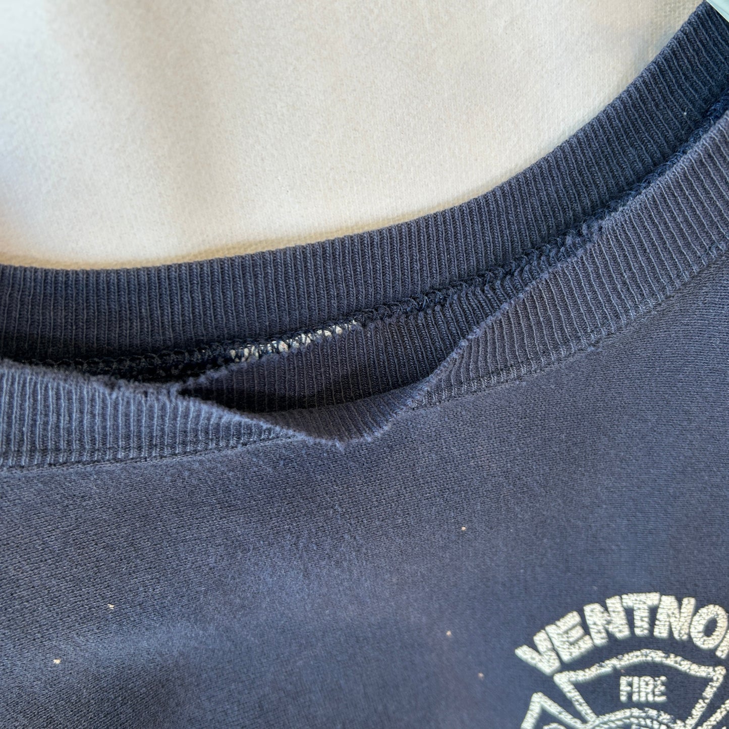 90's Champion Reverse Weave リバースウィーブ VENTNOR FIRE FIGHTER スウェットフーディー ネイビー (XL)/C0943R