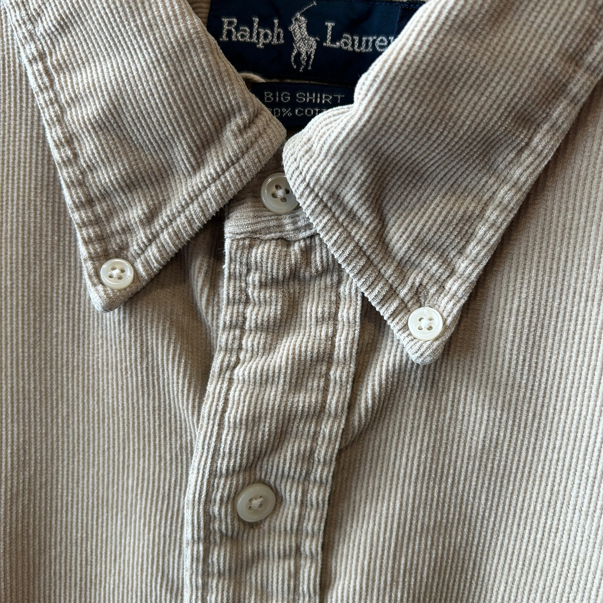 Ralph Lauren ラルフローレン ”BIG SHIRT" ボタンダウンコーデュロイシャツ ベージュ(L)/C1725SH-SO