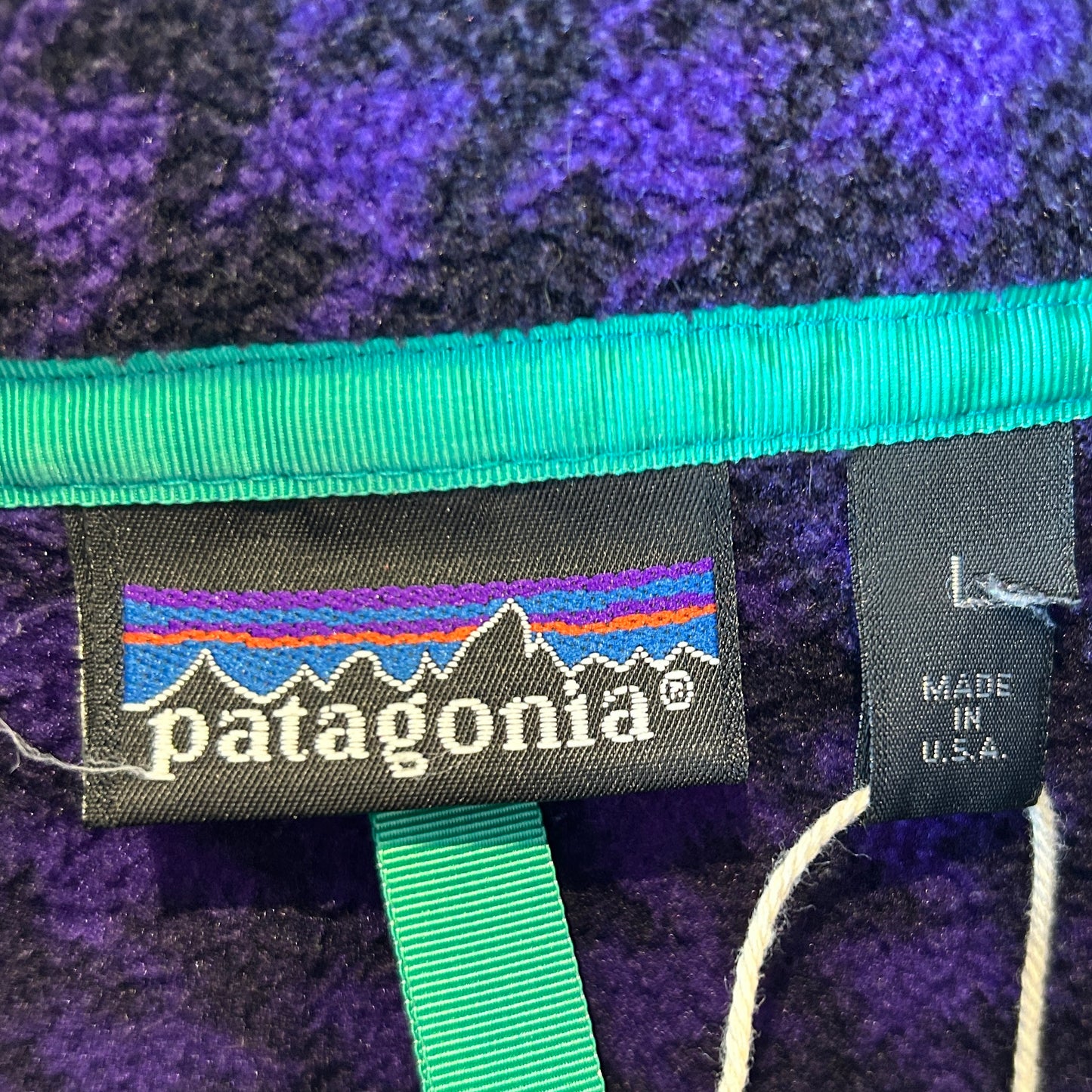 90's Patagonia スナップT フリースプルオーバー 千鳥格子 総柄 USA製(L)/C0094F-SO