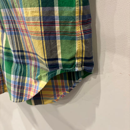 90-00's Polo by Ralph Lauren ラルフローレン CLASSIC FIT  ボタンダウン マドラスチェック柄 半袖シャツ(L)/B2490SH-S
