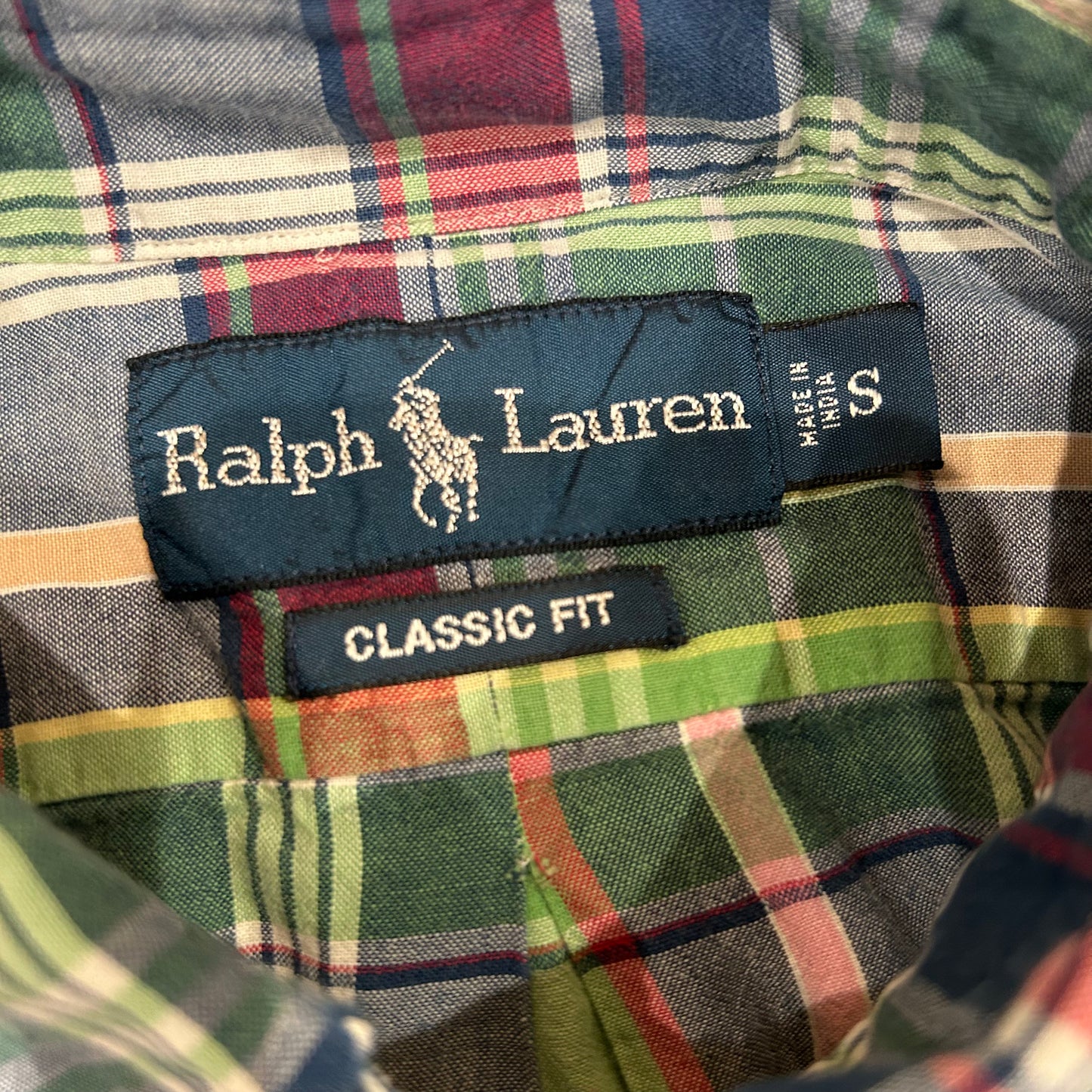 00's Ralph Lauren ラルフローレン 半袖 チェックシャツ 緑白紺 (S)/B2548SH-SO