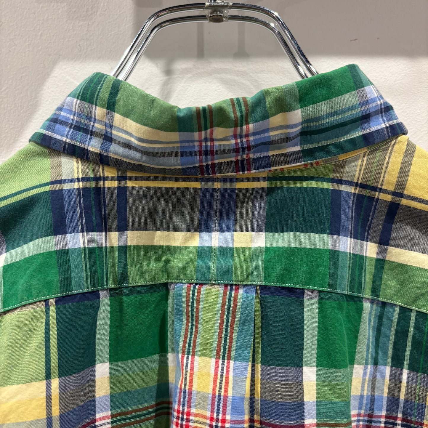 90-00's Polo by Ralph Lauren ラルフローレン CLASSIC FIT  ボタンダウン マドラスチェック柄 半袖シャツ(L)/B2490SH-S