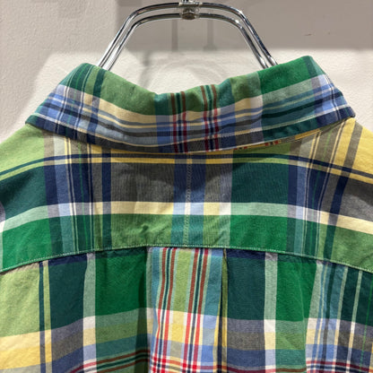 90-00's Polo by Ralph Lauren ラルフローレン CLASSIC FIT  ボタンダウン マドラスチェック柄 半袖シャツ(L)/B2490SH-S