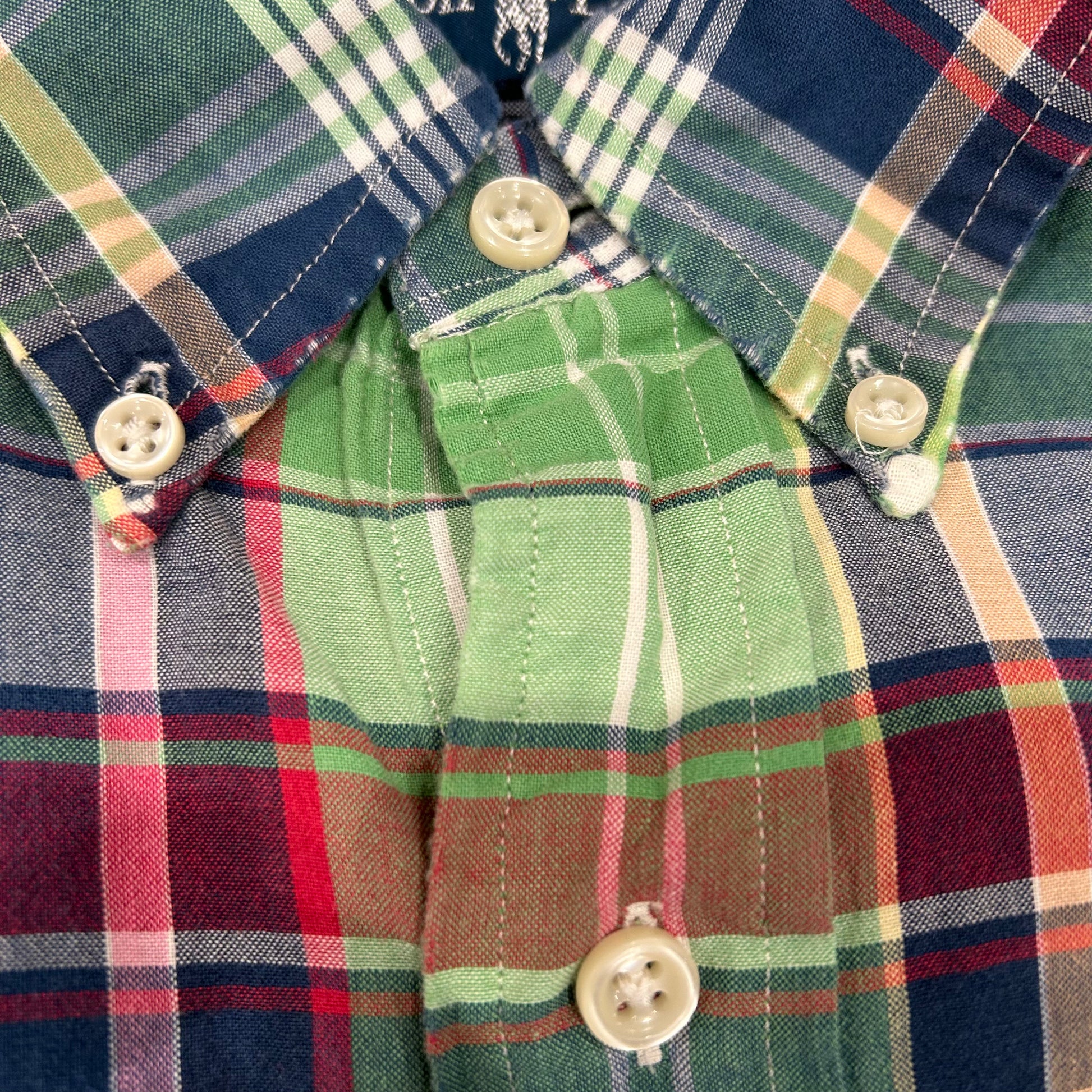 00's Ralph Lauren ラルフローレン 半袖 チェックシャツ 緑白紺 (S 00's Ralph Lauren ラルフローレン 半袖 チェックシャツ 緑白紺 (S