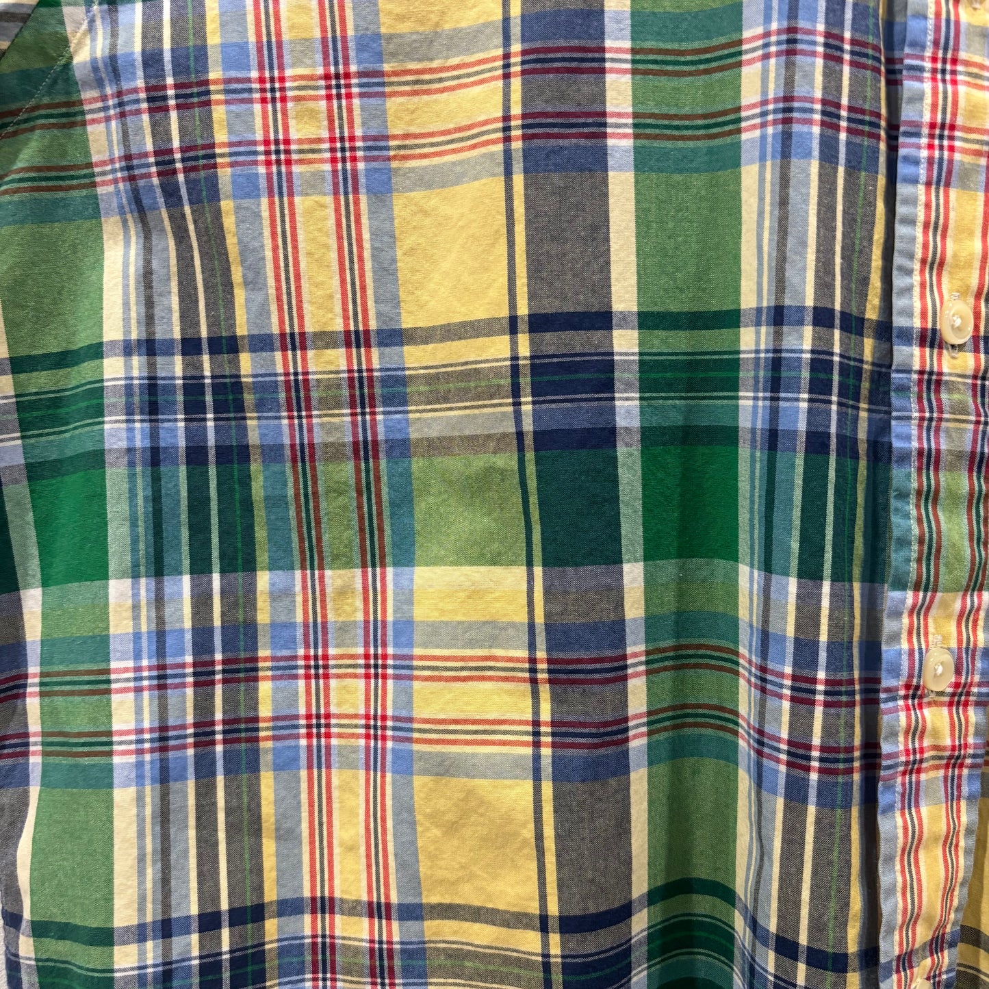 90-00's Polo by Ralph Lauren ラルフローレン CLASSIC FIT  ボタンダウン マドラスチェック柄 半袖シャツ(L)/B2490SH-S