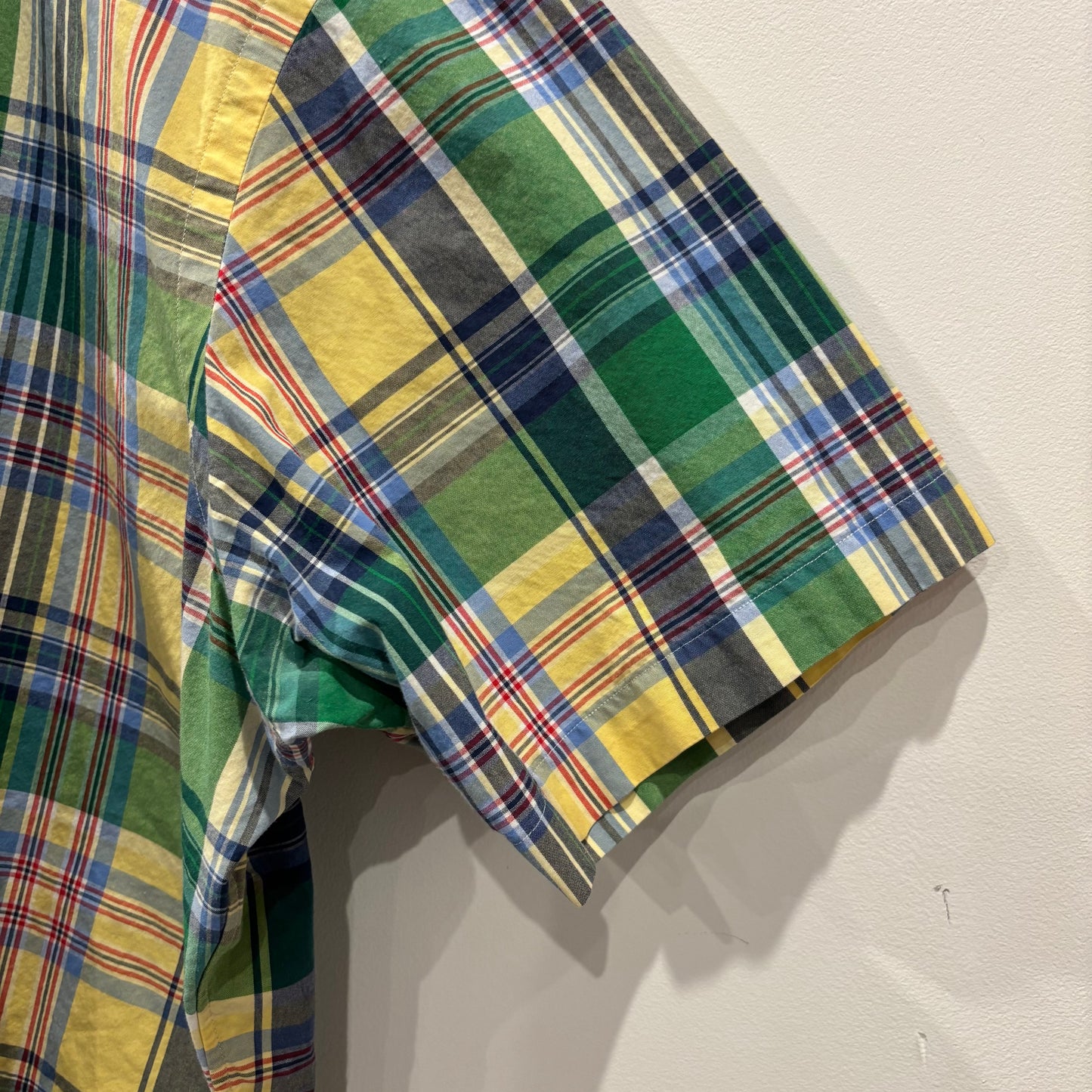 90-00's Polo by Ralph Lauren ラルフローレン CLASSIC FIT  ボタンダウン マドラスチェック柄 半袖シャツ(L)/B2490SH-S