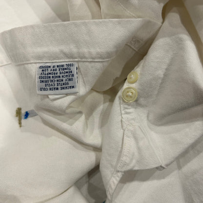 00's Ralph Lauren ラルフローレン B/Dオックスフォードシャツ 半袖 白(L)/B2551SH-SO