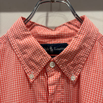 90-00's Polo by Ralph Lauren ラルフローレン CLASSIC FIT ボタンダウン ギンガムチェック柄 半袖シャツ(XL)/B3944SH-S