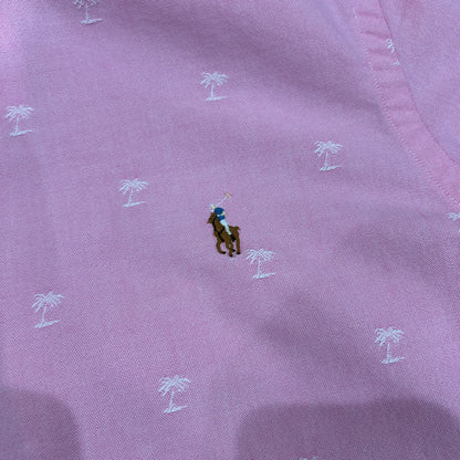 00's Ralph Lauren ラルフローレン オックスフォードシャツ ヤシの木 ピンク(L)/B2327SH-SO