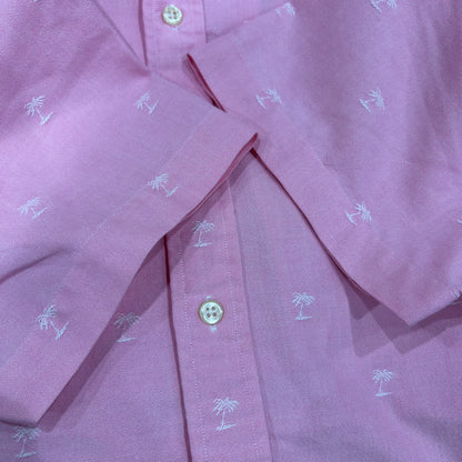 00's Ralph Lauren ラルフローレン オックスフォードシャツ ヤシの木 ピンク(L)/B2327SH-SO