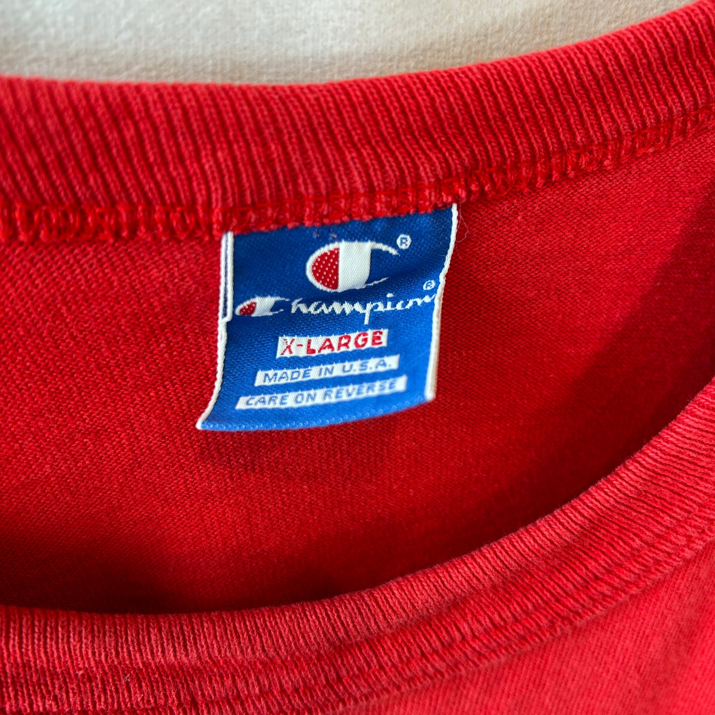 90's Champion チャンピオン Fairfield University カレッジTシャツ 赤(XL)/C0955T-SO