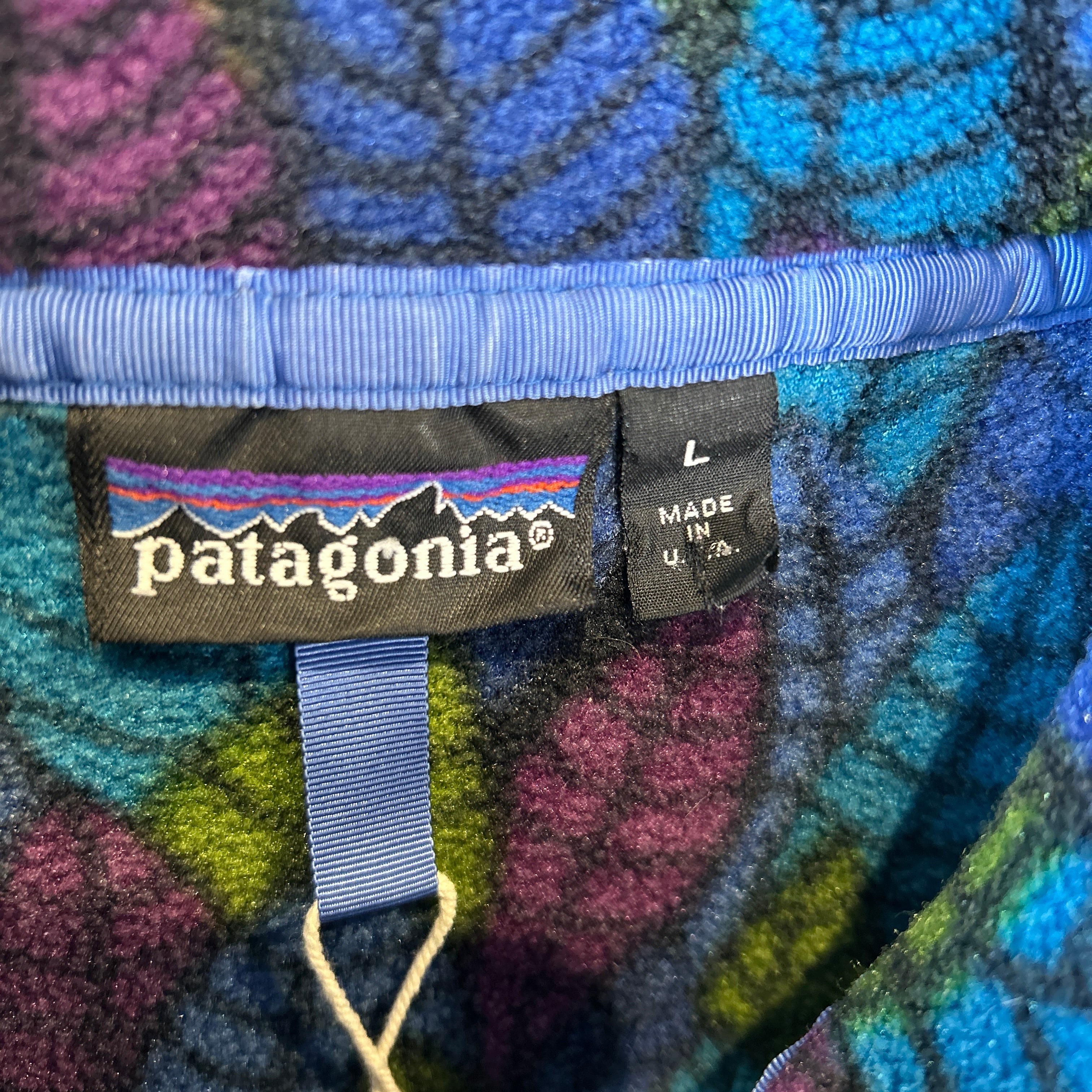 90's Patagonia パタゴニア スナップT フリースプルオーバー リーフ柄