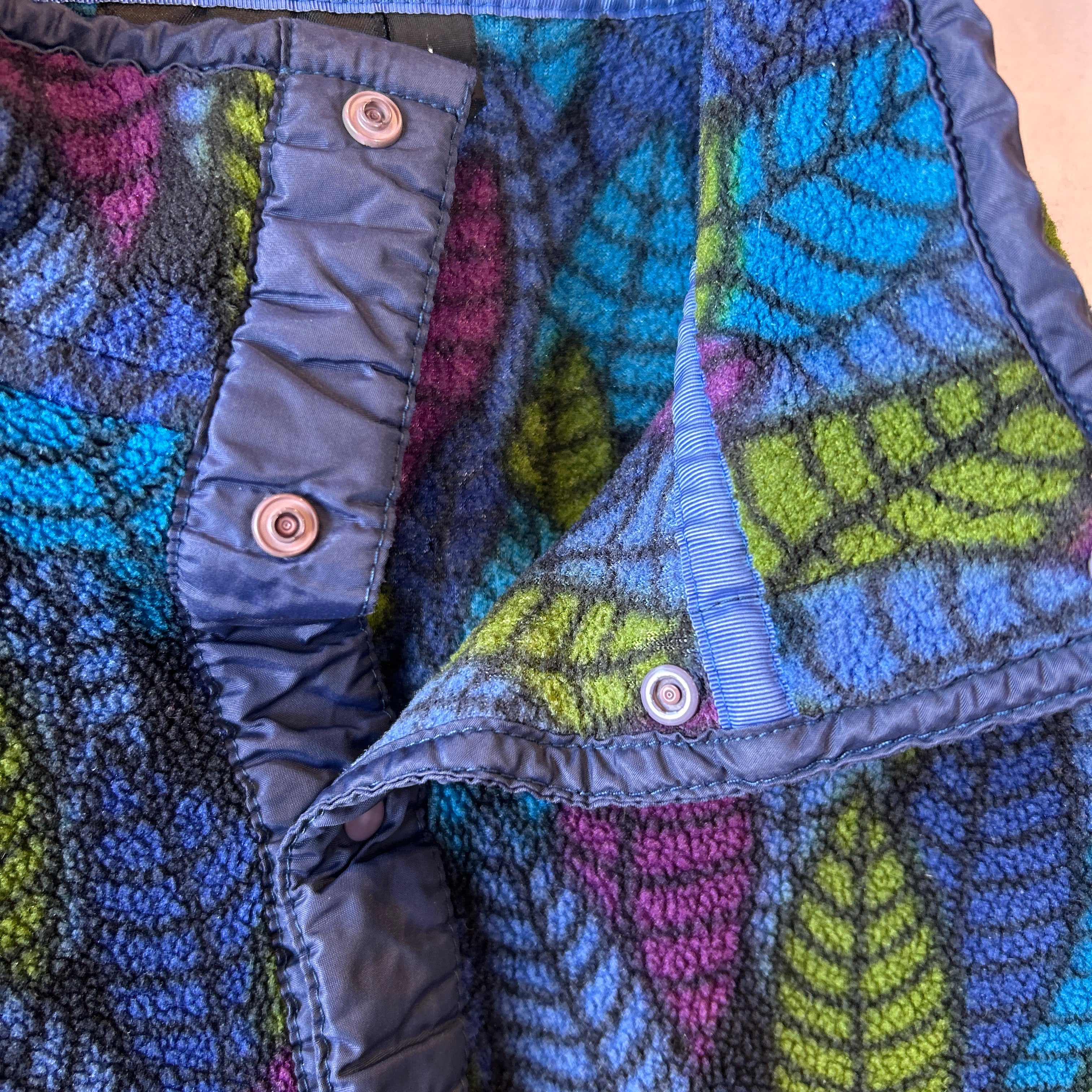 90's Patagonia パタゴニア スナップT フリースプルオーバー リーフ柄