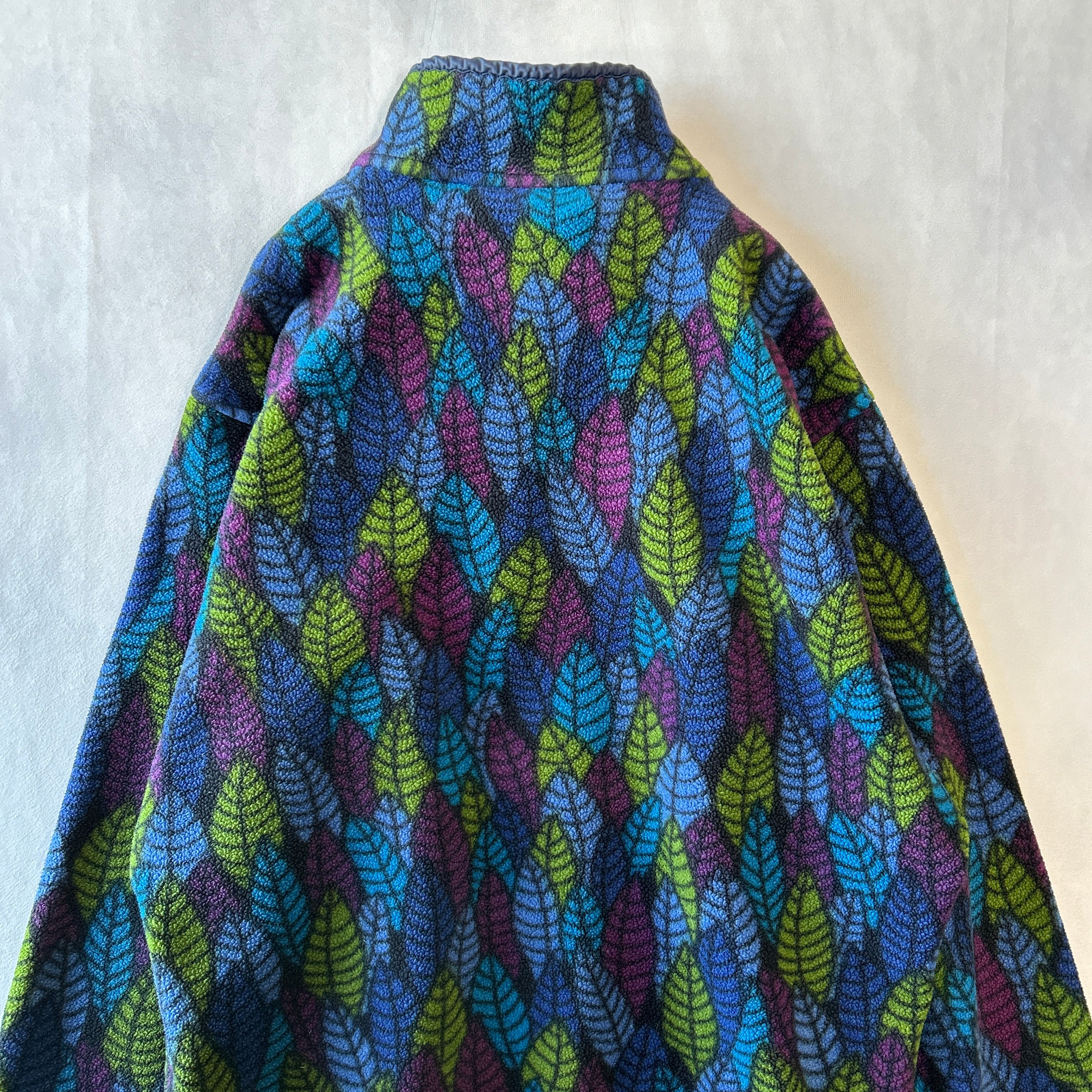 90's Patagonia パタゴニア スナップT フリースプルオーバー リーフ柄